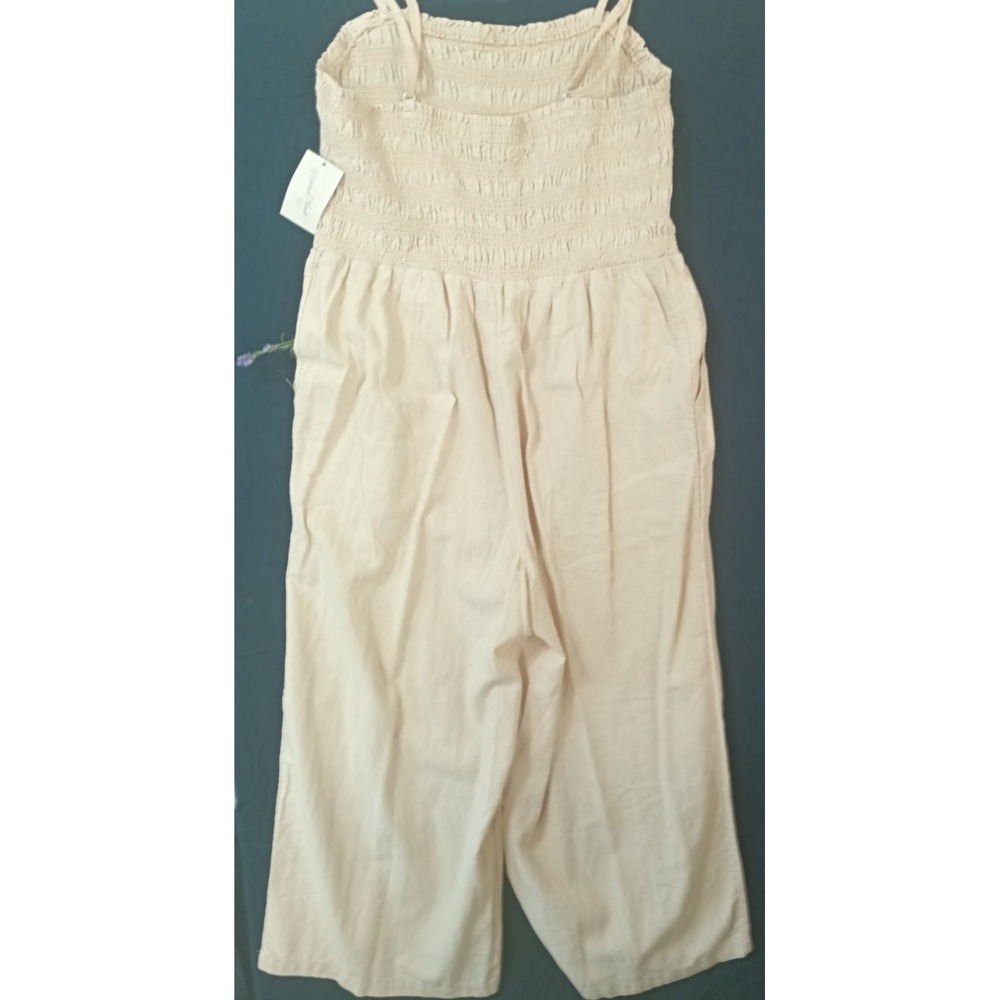 $30 NWT UNIVERSAL THREAD spaghetti strap smocked pantsuit PLUS XXL 2X tan solid - Picture 3 of 6